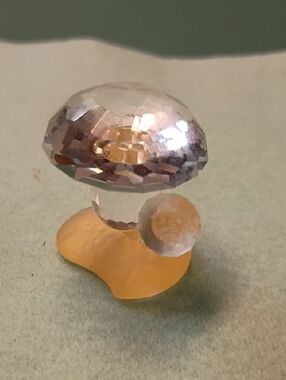Swarvoski Faceted Glass Mushroom Figurine - Clear and Amber